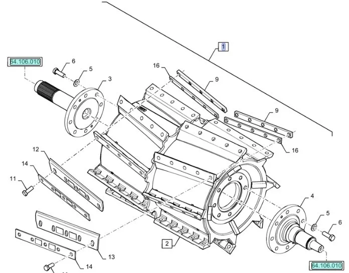 87647433 - Молотильно-режущий барабан
